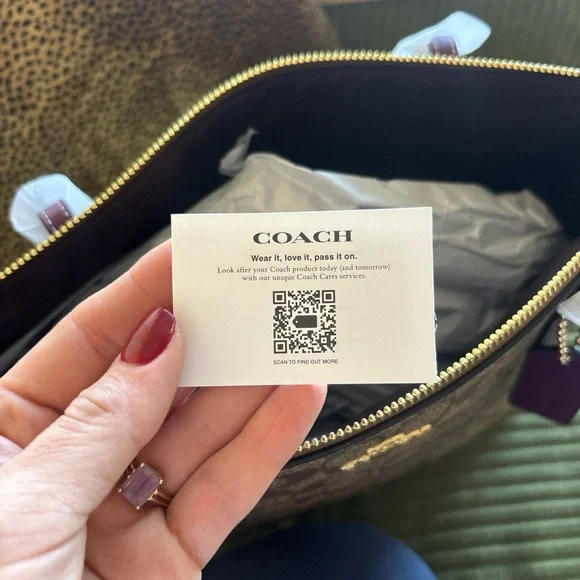 Coach Tan and Purple Signature Tote Bag - Picture 3 of 3